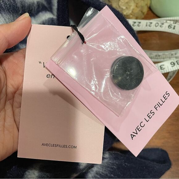 AVEC LES FILLES SAILOR STRIPE DOUBLE-BREASTED‎ PEACOAT, blue gray sz medium NEW! - Picture 10 of 12